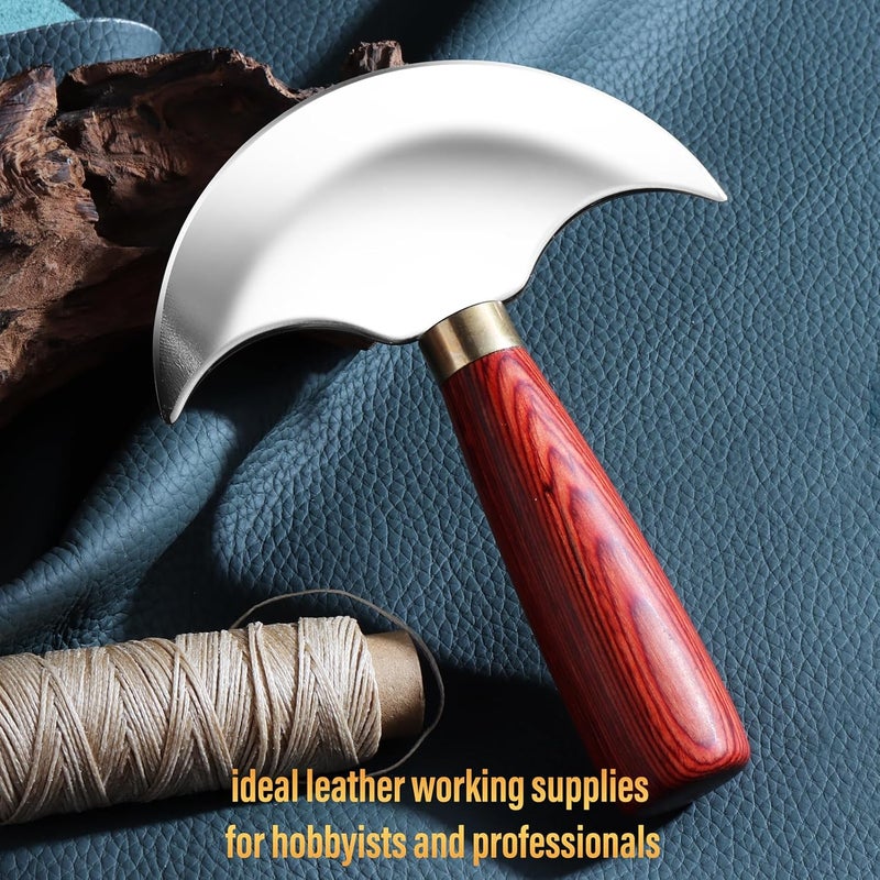 Coowolf Leather Knife with Wooden Handle, Leather Working Tools for Cutting Skiving and Trimming - Image 3
